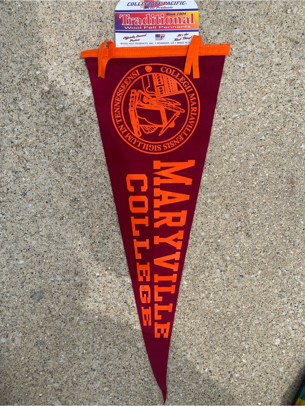 Maryville College Maroon and Orange Wool Pennant